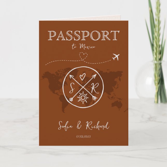 Boho Mariage Destination Carte de passeport Terrac (Devant)