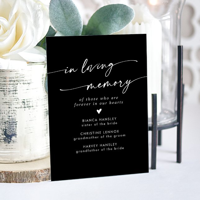 Boho Mariage Noir Moderne En Mémoire Amoureuse (Boho Modern Black Wedding In Loving Memory Acrylic Sign)