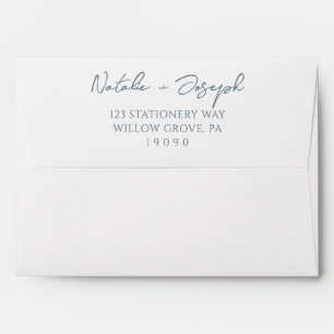 Boho Marina Bkue Hand Written Rustic Wedding Envelope