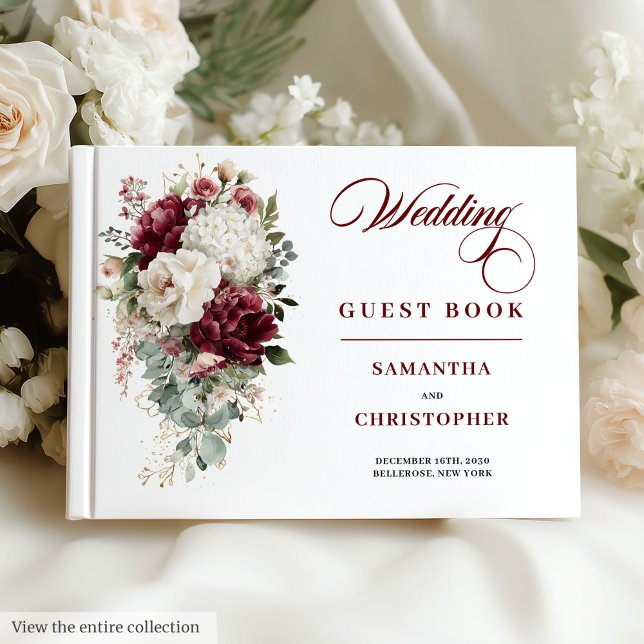Boho marsala blush or floral mariage livre d'hôtes (Boho marsala blush gold floral wedding guest book

)