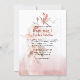 Boho Marsala Burgundy Floral Watercolor Wedding  Invitation