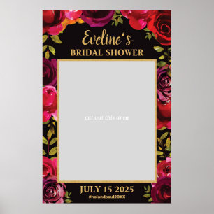 Boho Marsala Deep Red Roses Photo Prop Frame Poster