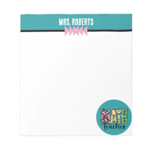 BOHO MATH Teacher Appreciation Personalized  Notepad