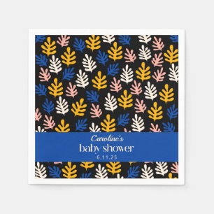 Boho Matisse Botanical Blue Custom Baby Shower Napkin