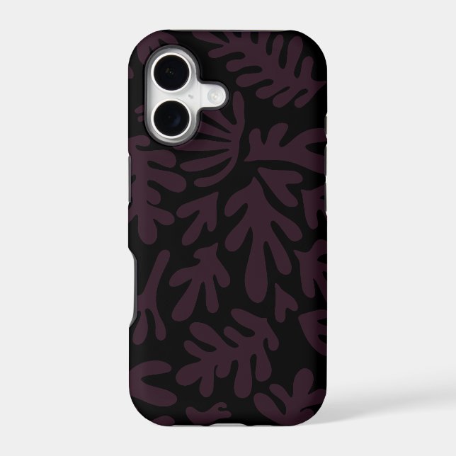 Boho Matisse Botanical Shapes Pattern Black Gray (Back)