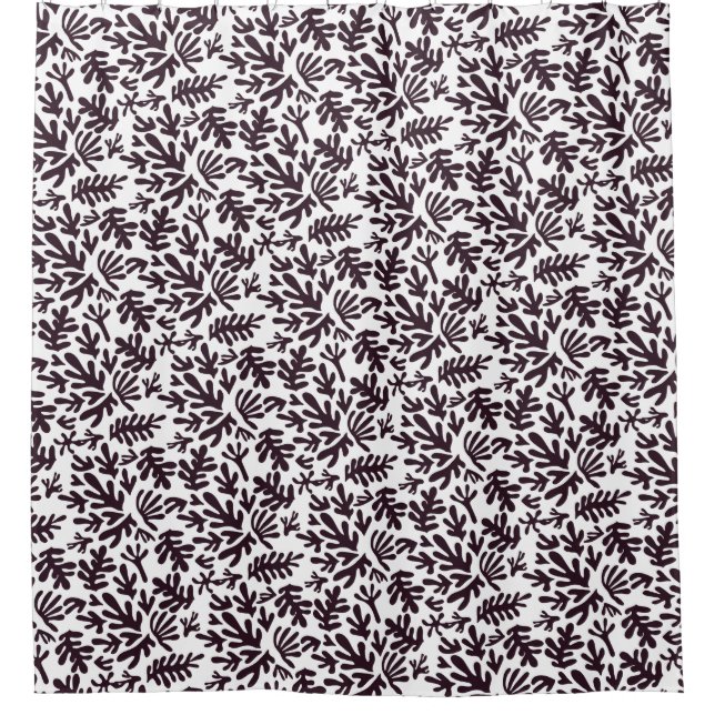 Boho Matisse Botanical Shapes Pattern Black Gray (Front)
