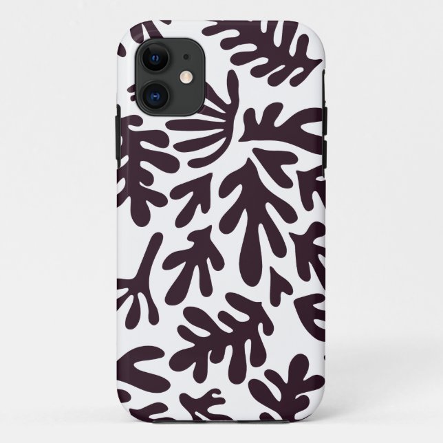 Boho Matisse Botanical Shapes Pattern Black Gray Case-Mate iPhone Case (Back)