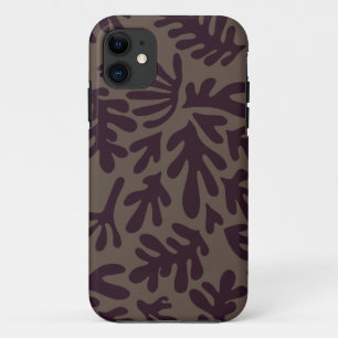 Boho Matisse Botanical Shapes Pattern Black Gray iPhone 11 Case