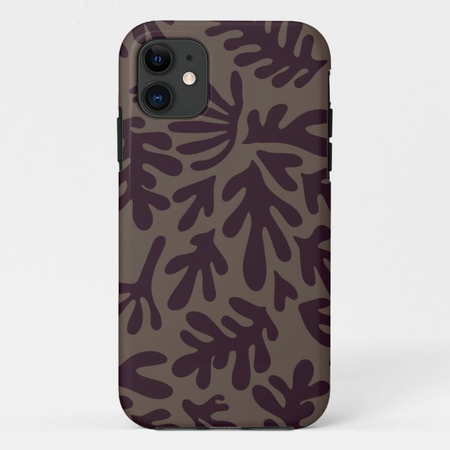Boho Matisse Botanical Shapes Pattern Black Gray Case-Mate iPhone Case (Back)