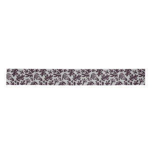 Boho Matisse Botanical Shapes Pattern Black Grey Satin Ribbon