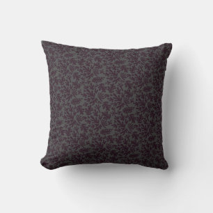 Boho Matisse Botanical Shapes Pattern Black Grey Throw Pillow