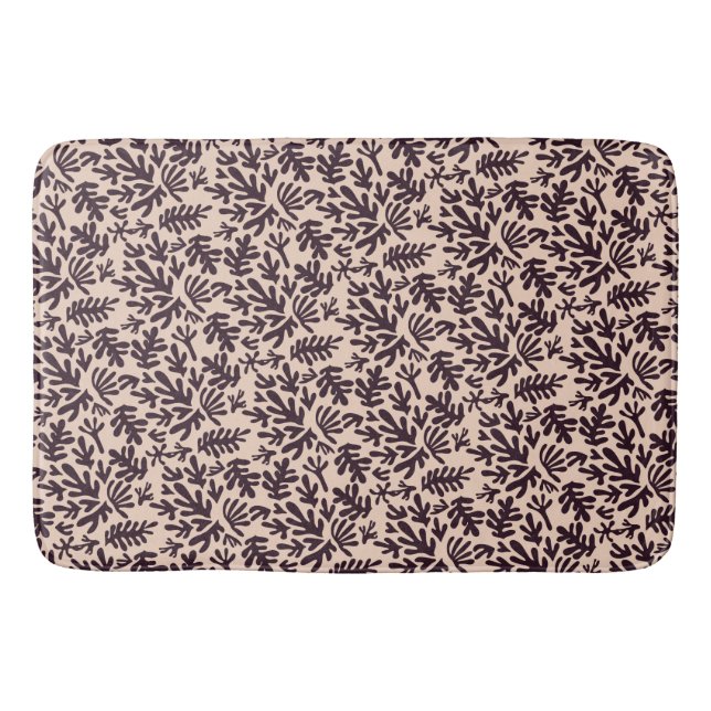 Boho Matisse Botanical Shapes Pattern Terracotta Bath Mat (Front)