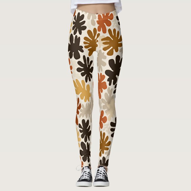 Boho Matisse Flower Pattern  Leggings (Front)