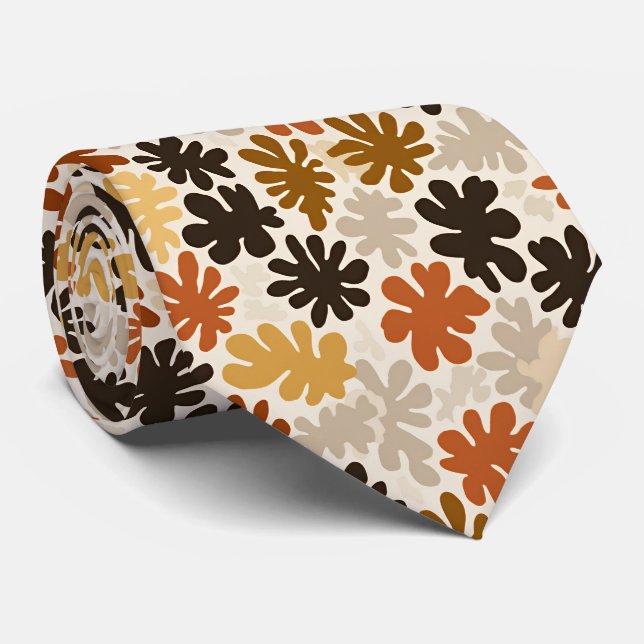 Boho Matisse Flower Pattern  Tie (Rolled)