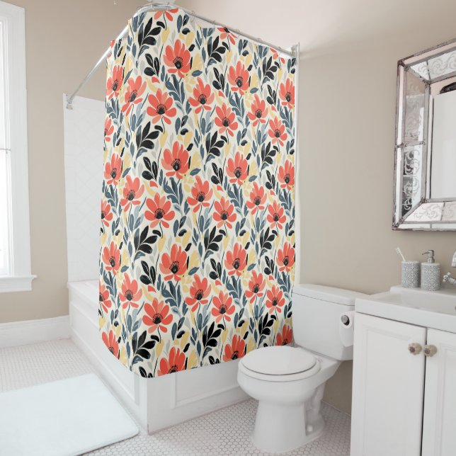 Boho Matisse Flower Retro Print Design (In Situ)