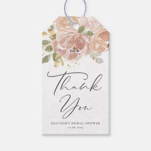 Boho Mauve Peach Flowers Bridal Shower Thank You Gift Tags