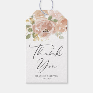 Boho Mauve Peach Flowers Wedding Thank You Gift Tags