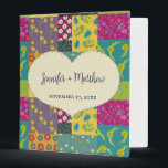 Boho Maximalist Patchwork Quilt Wedding Binder<br><div class="desc">Keep your wedding planning organized or create a custom photo album to celebrate your big day. This pretty binder has an all over print in the style of a pretty floral patchwork quilt. On the front cover is a heart shaped graphic with a faux stitched accent. The cream coloured heart...</div>