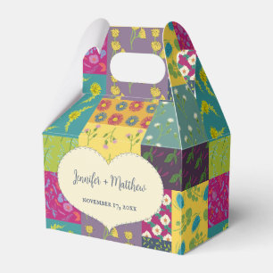 Boho Maximalist Patchwork Quilt Wedding Favor Box