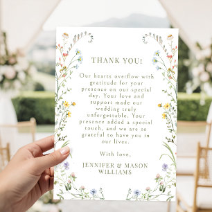 Boho Meadow Wild Flower Delicate Wedding Thank You Card