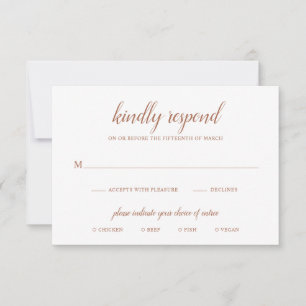 Boho Meal Burnt Orange Rust Terracotta Wedding RSVP Card