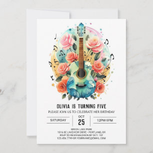 Boho Melody Guitar Birthday Invitation