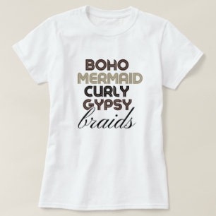 Boho Mermaid Braids Black Hair Custom Tee