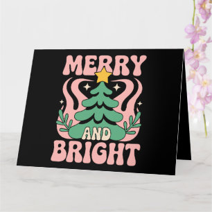 Boho Merry and Bright Personalized Floral Xmas Card