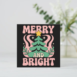 Boho Merry and Bright Personalized Floral Xmas Holiday Card