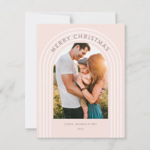 Boho Merry Christmas in Blush Holiday Card