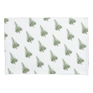Boho Merry Christmas Watercolor Tree Pillowcase