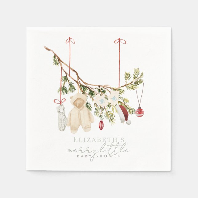 Boho Merry Little Baby Clothes Laundry Baby Shower Napkin (Front)