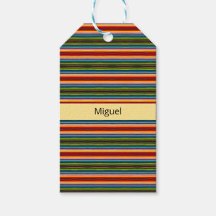 Boho Mexican Serape Stripes Custom Name Gift Tags