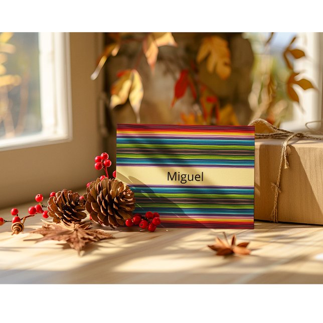 Boho Mexican Serape Stripes Custom Name Postcard (Creator Uploaded)