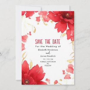 Boho Minimal Crimson Red Digital Wedding Invitation
