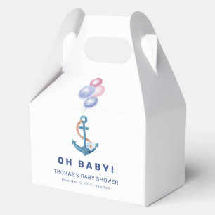 Boho Minimal Nautical Anchor Balloon Baby Shower  Favor Box