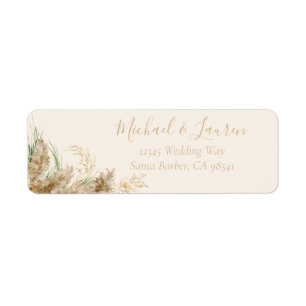 Boho Minimal Pampas Grass Cream Label