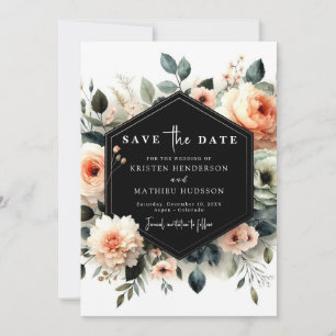 Boho Minimal Peach Wedding  Save The Date