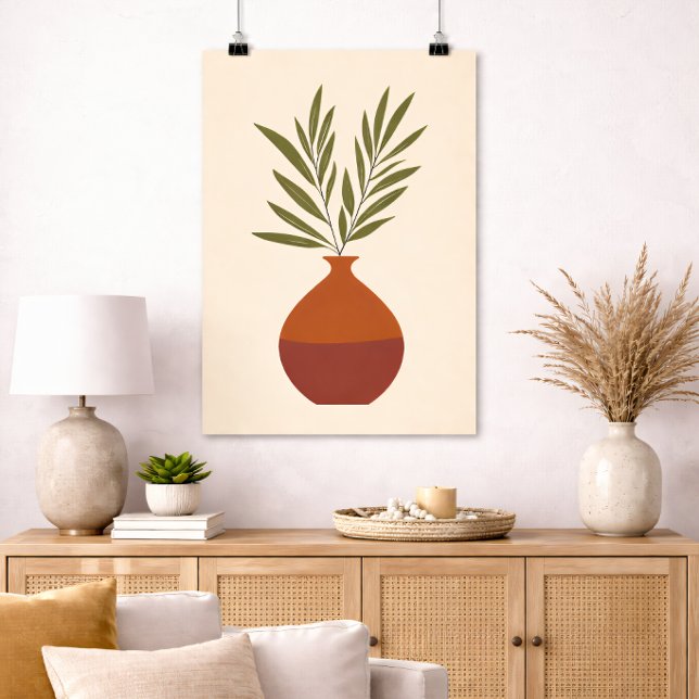 Boho Minimal Vase Botanical Neutral Terracotta Poster (Creator Uploaded)