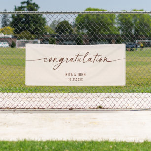 Boho Minimal Wedding Congratulations Handwriting Banner