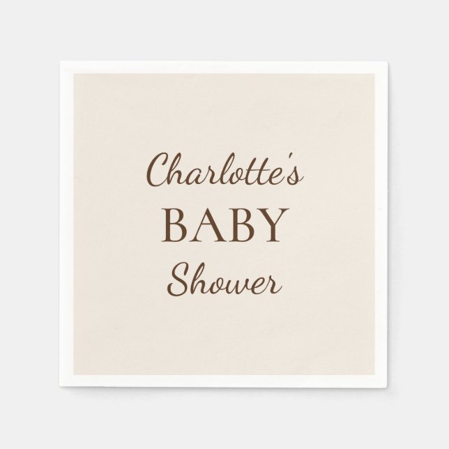 Boho Minimalist Baby Shower Napkins (Front)