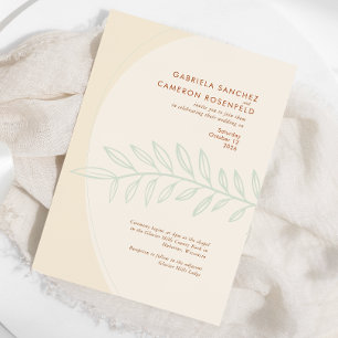 Boho Minimalist Beige Botanical Wedding Invitation