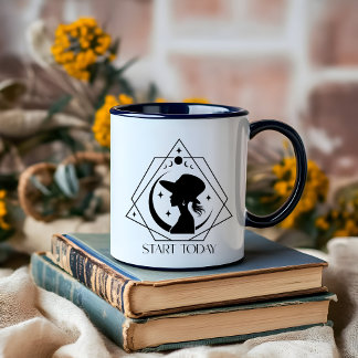 Boho Minimalist Black and White Lady Boss  Mug