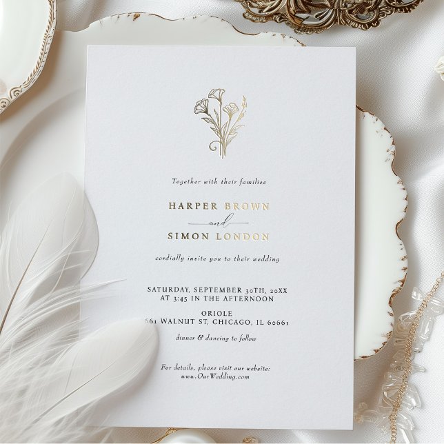 Boho Minimalist Black White Wedding Invitation (Creator Uploaded)