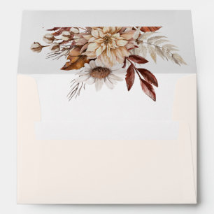 Boho minimalist botanical ivory fall wedding  envelope