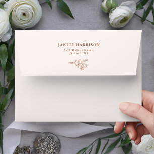 Boho Minimalist Botanicals Ivory Wedding Envelope