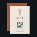 Boho Minimalist Botanicals Terracotta QR Code RSVP Card<br><div class="desc">Add this customizable boho wedding RSVP card to your wedding suite. It features minimalist floral bouquet line art and whimsical script. Personalize this QR code RSVP card by adding a date and meal choices. These boho floral RSVP cards are perfect for boho weddings and fall weddings.</div>