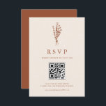 Boho Minimalist Botanicals Terracotta QR Code RSVP Card<br><div class="desc">Add this customizable boho wedding RSVP card to your wedding suite. It features minimalist floral bouquet line art and whimsical script. Personalize this QR code RSVP card by adding a date and meal choices. These boho floral RSVP cards are perfect for boho weddings and fall weddings.</div>