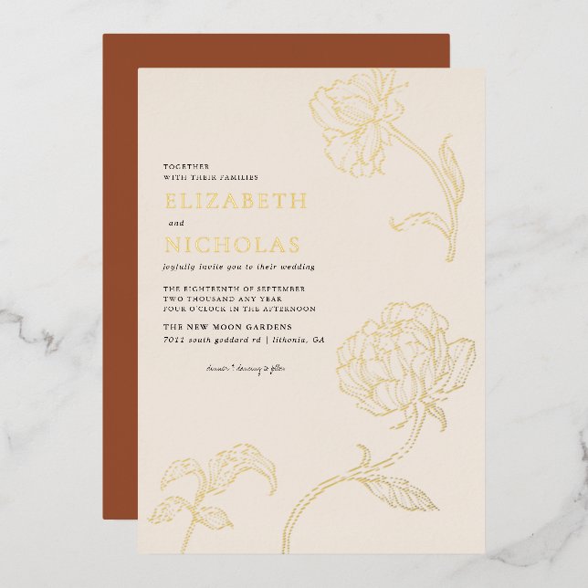 Boho Minimalist Botanicals Terracotta Wedding (Front/Back)