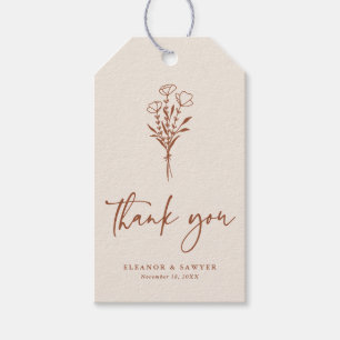 Boho Minimalist Botanicals Terracotta Wedding Gift Tags